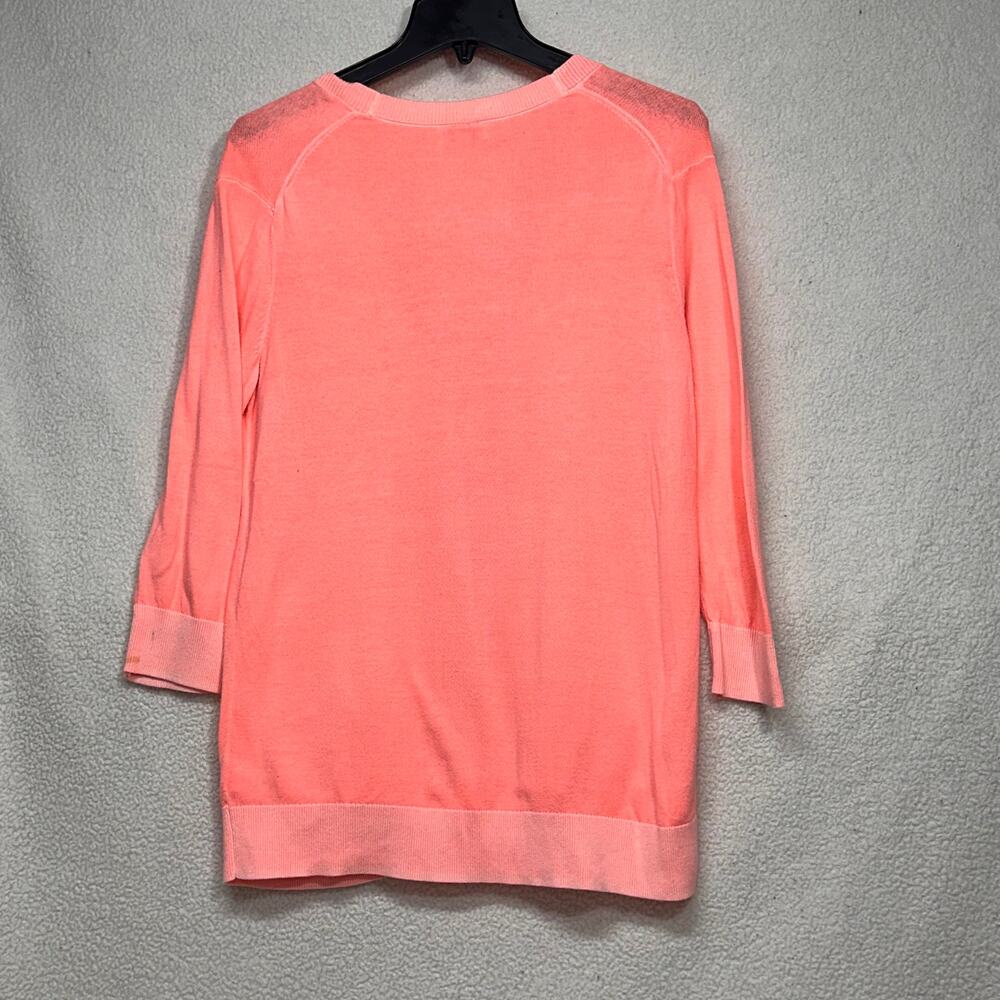 GAP Neon Coral Cardigan Small Cotton Button Front Sweater - Picture 3 of 8